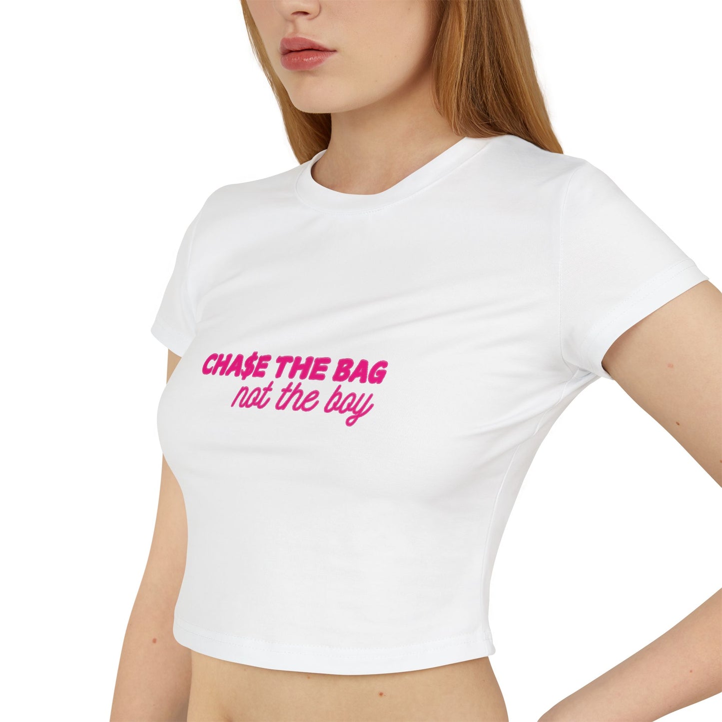 Chase the Bag Not the Boy Graphic Crop top